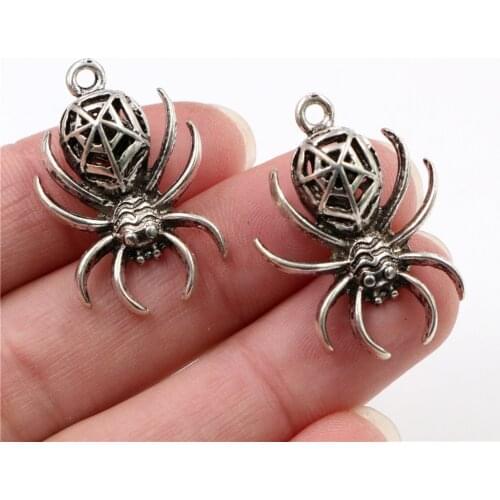 30x20mm 4pcs Antique Silver Plated Spider Hollow three-dimensional Handmade Charms Pendant:DIY for bracelet necklace-Q3-13