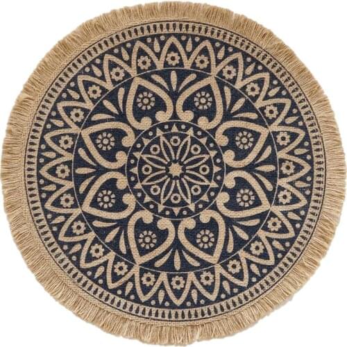 38cm Pastoral Non-Slip Round Embroidery Table Placemat Placemat Heat Insulation Furniture Decor Cup Mat Coffee Coaster TW0002