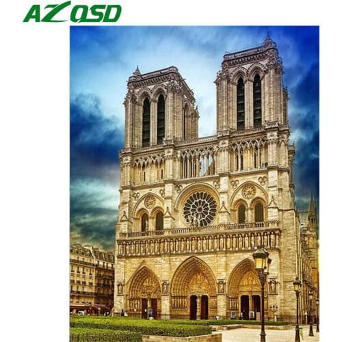 AZQSD Paint By Number Church Acrylic Paint Home Decoration Handpainted DIY Scenery On Canvas Set Unique Gift