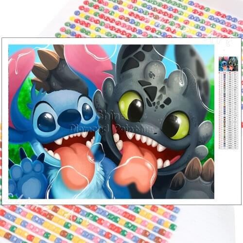 Diamond Painting Disney Stitch and Dragon Night Fury 5D DIY Full Drill Cartoon Characters Embroidery Art Mosaic Home Decoration