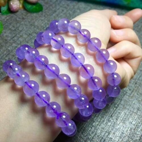Free Shipping Natural Amethyst Quartz Crystal Beads One Bracelet AAA 9.8-9.5mm