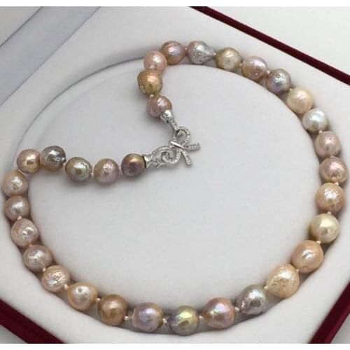 Free shipping New AA12-13 mm real natural rainbow of south sea pearl necklace 19"Beautiful butterfly clasp no box