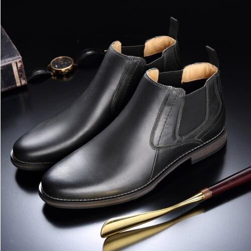 Top Quality British Men Boots Spring Autumn Shoes Fashion Slip On Boots Breathable Genuine Leather Male Botas Hombre