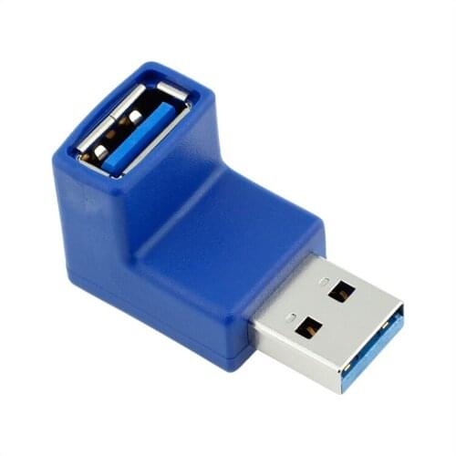 Black & blue Low profile 90 Degree 90d Up Angled USB 3.0 A Male to a Female Extension Adapter