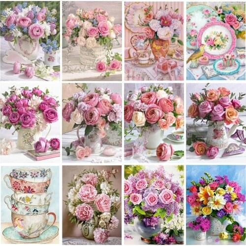 CraftArtGo 5D DIY Diamond Embroidery flower Full Square Round Rhinestone Mosaic Painting Cross Stitch Flowers Diamond Kit