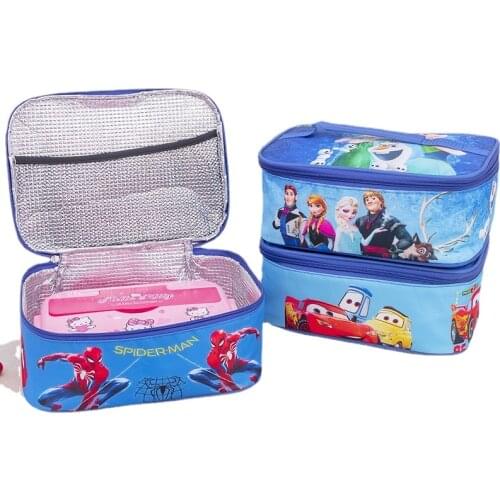 Disney Marvel Spiderman Cartoon Anime Student Lunch Box Bag Insulation Bag Ice Bag Frozen Cute Cartoon Lunch Bag Bento Bag