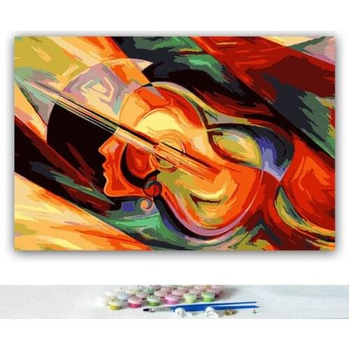 DIY colorings pictures by numbers with colors abstract guitar violin picture drawing painting by numbers framed Home