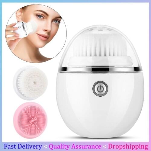 Electric Sonic Facial Cleansing Brushes Wireless Charging Face Cleanser Waterproof Deep Pore Blackhead Remover Massage Heads