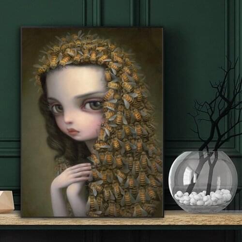 Canvas Diamond Embroidery Shawl your hair girl Childish Strange Dark World Queen Bee Art Diamond Paintings Fast Delivery