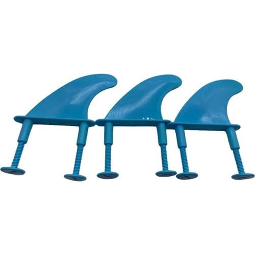 Lot 3 Deluxe Soft Top Surfboard Fin Kit & Screws - Uniersal Fit - Blue