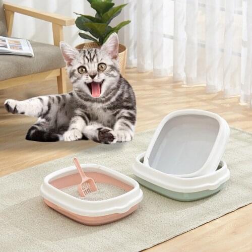 Cat Litter Bowl Anti-splash Semi-enclosed Cat Bedpans Litters Box High-edge Cat Toilet Cat Supplies Contains Litter Shovel