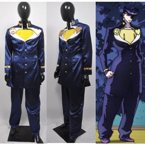 JoJos Bizarre Adventure 4 Josuke Higashikata Cosplay Costume Blue Suit Uniform