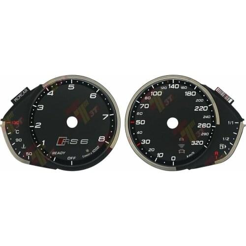 Instrument Cluster Gauge Face overlay for Audi A6 S6 RS6 C7 Dashboard Faceplate Retrofit Black 320KM/H