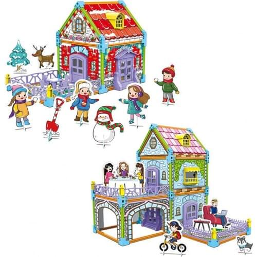 Puzzle House Model Educational Toys Painting Coloring 3D Jigsaw for Kids Montessori Board Games Antistress Toys for Children