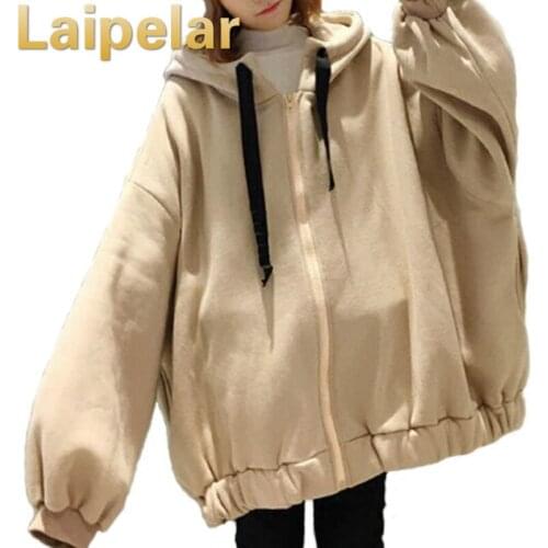 Fashion New Womens Hoodies Letter Printed Female Plus Velvet Thickening Casual Korean Zipper Hooded Females Sweatshirts Women