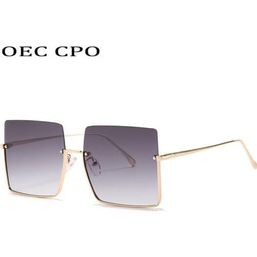 Fashion Semi-Rimless Sunglasses Women Brand Oversized Square Sunglasses For Women Flat Top Vintage colorful Men Glasses UV400