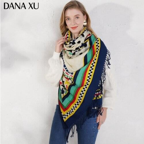 Fashion Winter Scarf For Women Scarf Cashmere Warm Plaid Pashmina Scarf Luxury Brand Blanket Wraps Female Scarves And Shawls