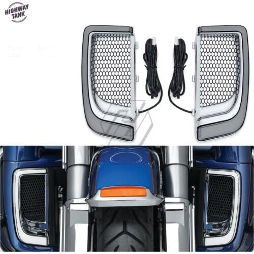 Motorcycle LED Fairing Lower Grills Turn Signal Light Case for Harley Touring FLHTCU FLHTCUL FLHTK FLTRK FLHXSE