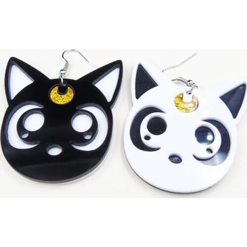 Cartoon Harajuku Anime Sailor Moon Luna Black Cat Dangle Earrings Lovely Cosplay Drop Earrings Acrylic Jewelry for Women fashion