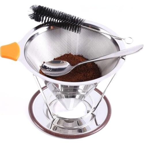 New coffee filter screen stainless steel funnel coffee filter hand wash coffee filter cup
