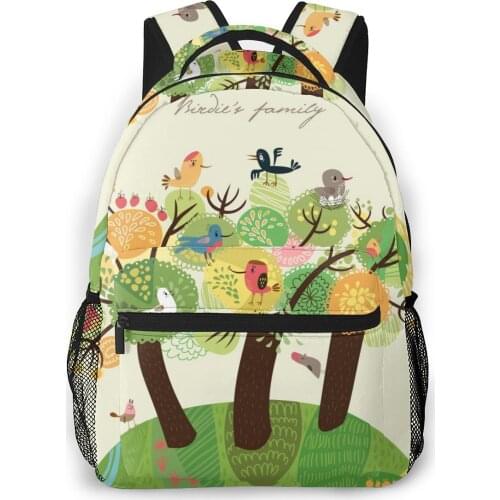 OLN Backpack Women Shoulder Bag For Teenage Girls Cute Bird Family On Tree Bagpack Female Ladies School Backpack