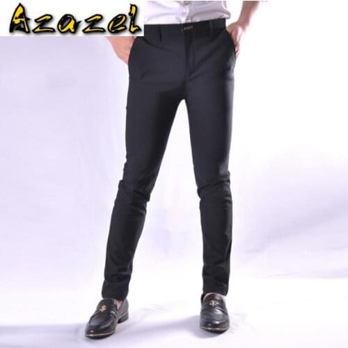 HOT Autumn new Mens smooth stretch casual pants youth skinny trousers hair stylist Korean men Business simple Feet pants 28-36
