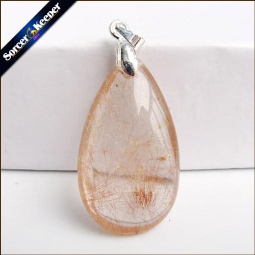 Rare Natural Quartz Rutilated Garden Quartz Crystal Pendant Red or Gold Crystal Necklace Natural Stones and Minerals OS025