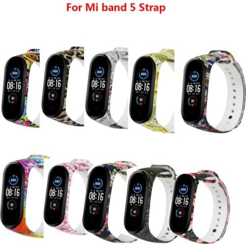 Bracelet Strap For Mi Band 5 Silicone Varied Flowers Printing Multi Kind Patterned Strap For Xiaomi Replacement Bracelet 5 TXTB1