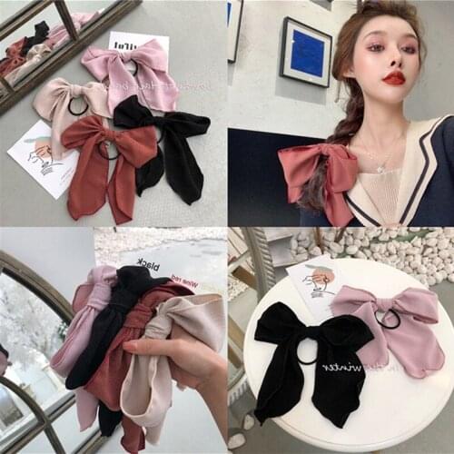 2020New Bowknot Hair Scrunchies Women Girl Ribbon Elastic Hair Bands Elegant Hair Tie Rope Rubber Bands Hair Gum Hair Accessorie