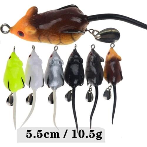Fishing Lures 3D Eyes Soft Mouse Bait Fishing Lure 55mm/10.5g Mouse Floating Simulation Fishing Tackle Bass Baits Accessories