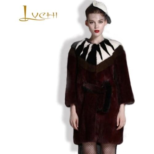 LVCHI beautiful women Mink coat Vintage new style Fur coats from natural fur New desgin coat female mink clothes for women
