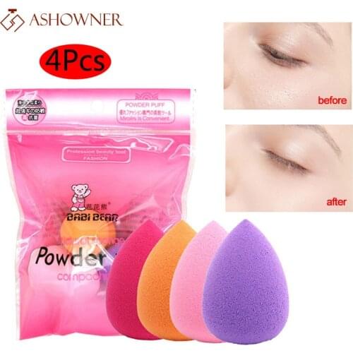 1/4Pcs Foundation Sponge Facial Makeup Cosmetic Make Up Puff Concealer Liquid Powder Cosmetic Tools Water-drop Shape Powder Puff