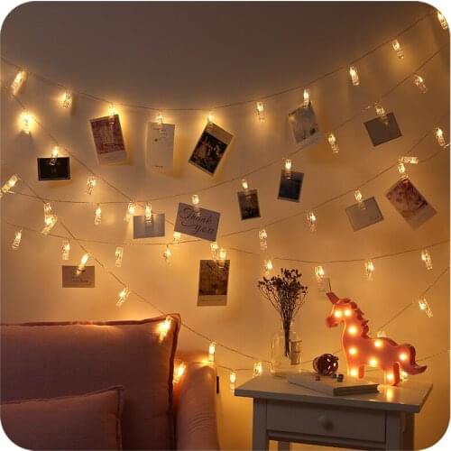 6m/10m LED Photo Clip Fairy String Lights Garland Christmas Decoration for Home Room Holiday Wedding Xmas Lights Outdoor Battery
