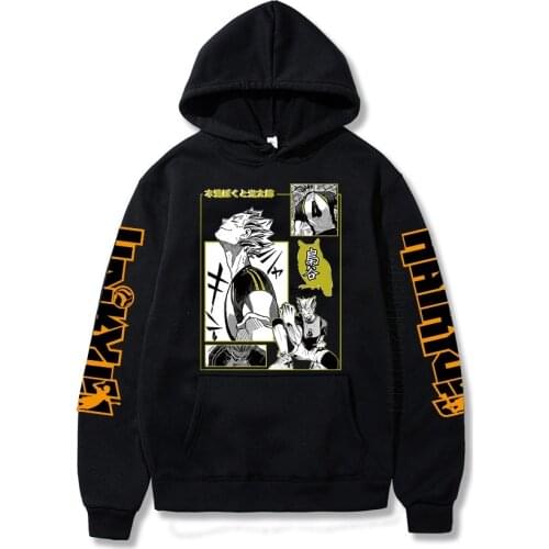 Japanese Haikyuu Bokuto Hoodie Women Men Harajuku Streetwear Karasuno High School Pullover Hooded Tops Sportswear