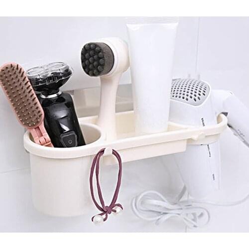 Bathroom Hair Dryer Holder ABS Wall Stand Sturdy Adhesive Mount Stand Washroom Storage Rack