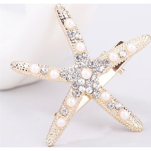 1 Pcs Fashion Starfish Hair Clip With Crystal Pearl Lady Girl Beach Wedding Natural Hairpin