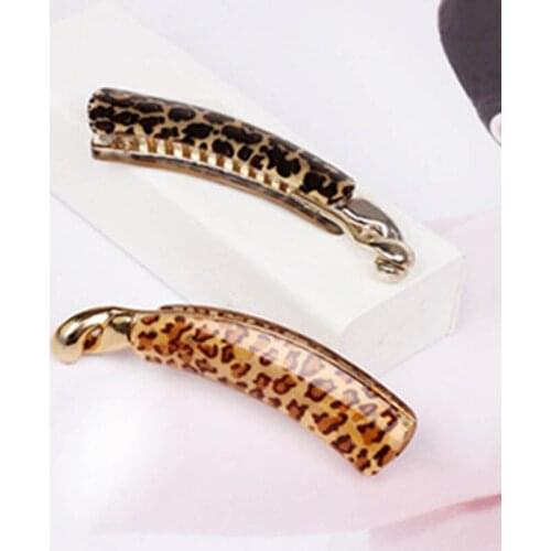 Leopard Print Banana Hair Clips Dark Light Brown Acrylic Headwear Hair Accessories for Women