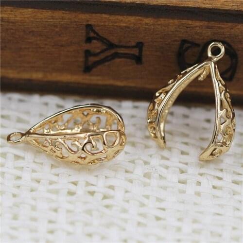 30pcs Brass Casted Leaf Flower Pendant Clasps Clips Bails with Pearls Pin Connectors Charms DIY Pearls Pendants Jewelry Findings