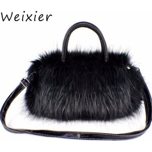 WEIXIER Handbags Women Bag Faux Rabbit Fur Brand Female Mini Messenger Bag Winter Ladies Crossbody Tote Bags Hangbag New V3-87