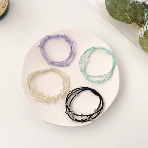 Women Girls Sweet Shiny Rhinestone Crystal Elastic Hair Bands Lady Lovely Soft Scrunchies Rubber Bands Female Hair Accessories