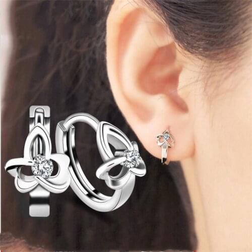 Charm Lady Silver 925 Hoop Earrings Jewelry Women Vintage Zircon Flower Earring Girls Piercing Accessories Female Earring Bijou