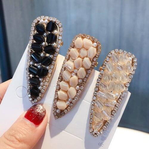 Korea 2019 New Geometric Big Water Drop Hairpins For Women Irregular Crystal Stone Rhinestone Hair Clips For Women Hairgrips