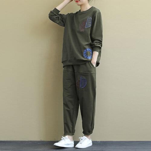 2021 Woman Spring Casual Loose Sweatshirt Harem Pants Tracksuit Piece Sets Sweatsuit Female Long Sleeve Pant Jogging Suit H938