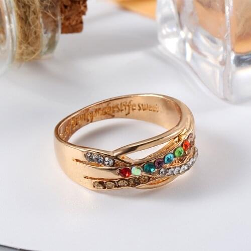 Womens Ring Color Zircon Geometric Golden Fashion Ring Banquet Engagement Ring Specially Designed For Women Gift For Girlfriend