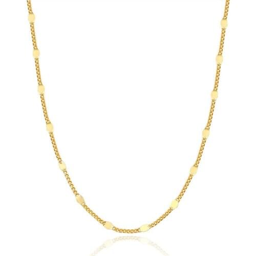 Retro S925 sterling silver Dainty Gold Color Beaded Choker Necklace Bohemia Sequin Coins Delicate Chain Necklace for Women Girls