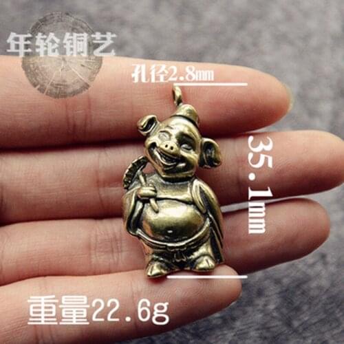 ZOCDOU 1 Piece Retro Brass Lucky Pig Bajie Small Statue Little Figurine Crafts Figure Ornament Miniatures