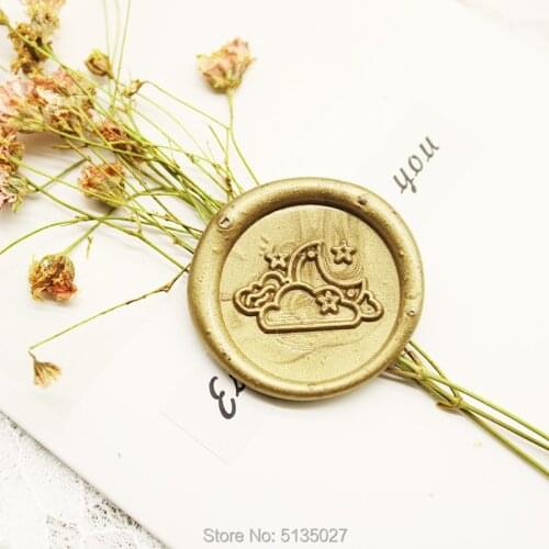 Stars and moon Wax Seal Stamp kit - wedding wax stamp - party wax seal stamp set - invitation sealing wax stamp kit