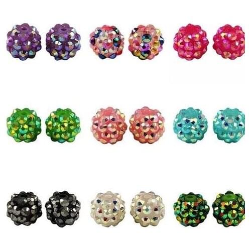 10*12 mm 100pcs/lot mixed white n2646 DIY Resin bracelet diy bead ball Beads fit Basketball Wives crystal