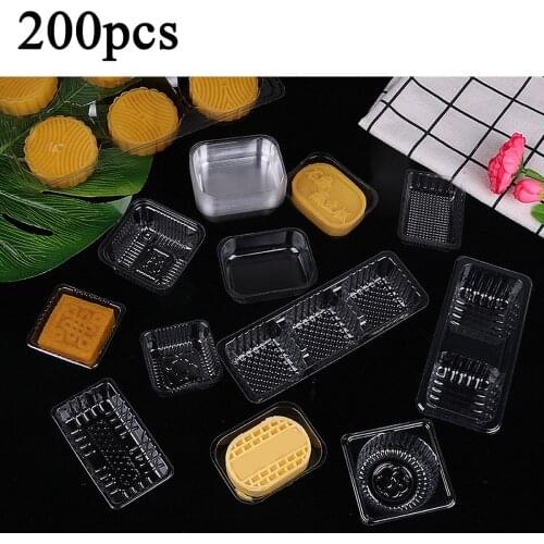 200pcs Cake Box Packing Inner Tray Plastic Blister Tray Cake Boxes And Packaging Transparent Green Bean Cake Inner Tray Dessert
