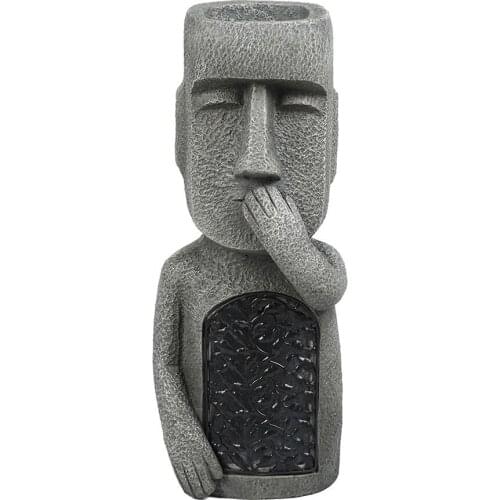 3 Style Resin No Evil Flowerpot Garden Easter Island Statues Creative Garden Resin Sculpture Outdoor Decoration